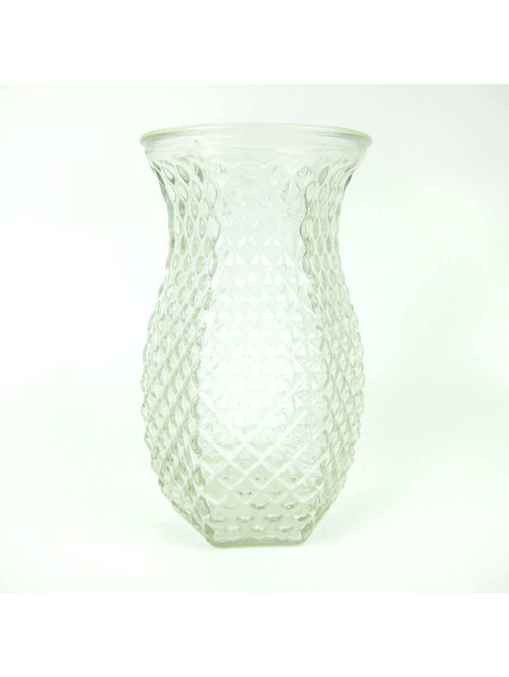 Vintage Hoosier Glass Vase Diamond Pattern Pineapple 6" Mid-Century Modern 1950s - Picture 2 of 11